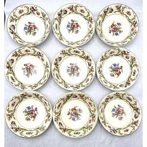 J&G Meakin Reg Sol Registered Soleil Floral Berry Bowls Gold England Set 9